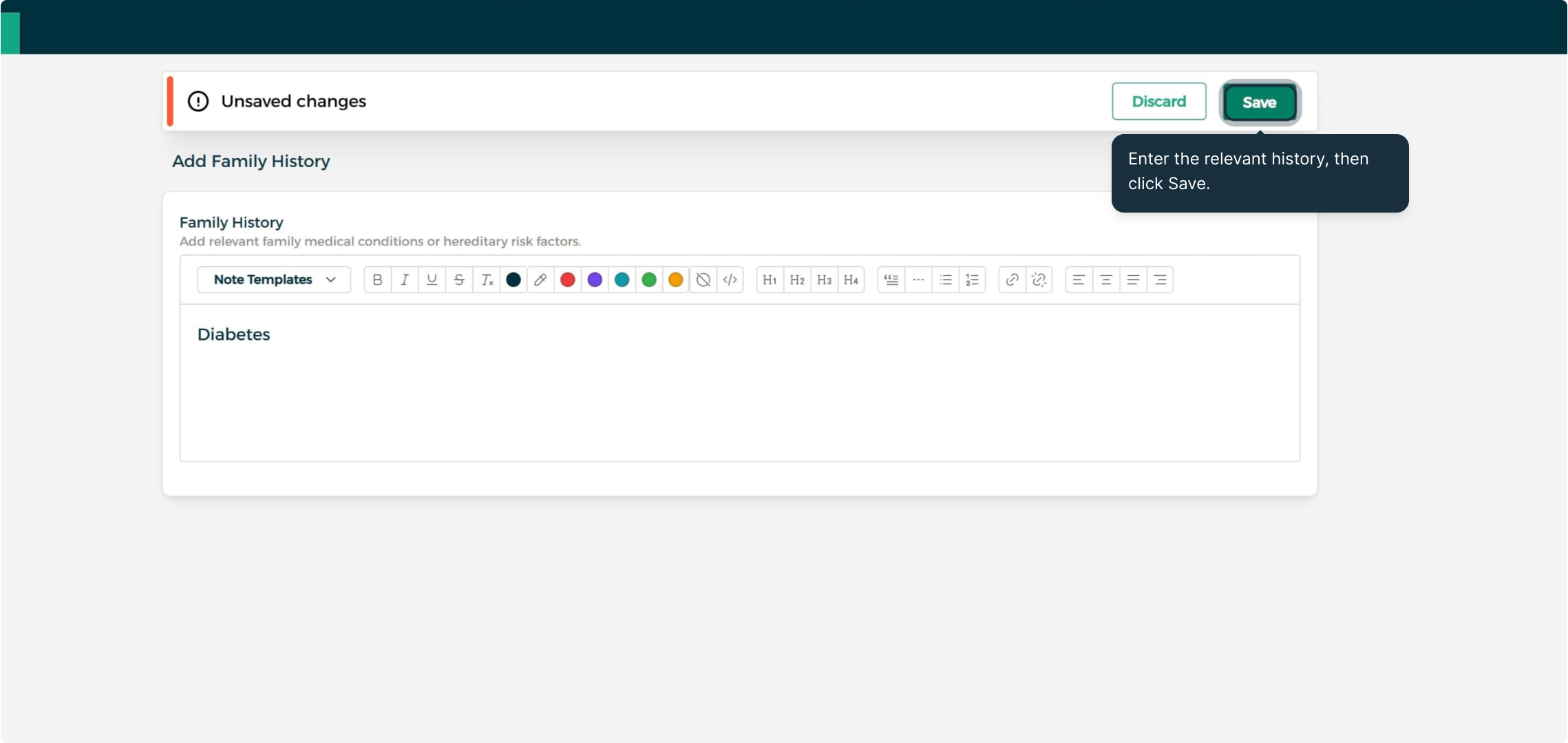 الخطوة 2 - تعبئة التاريخ الطبي وحفظه